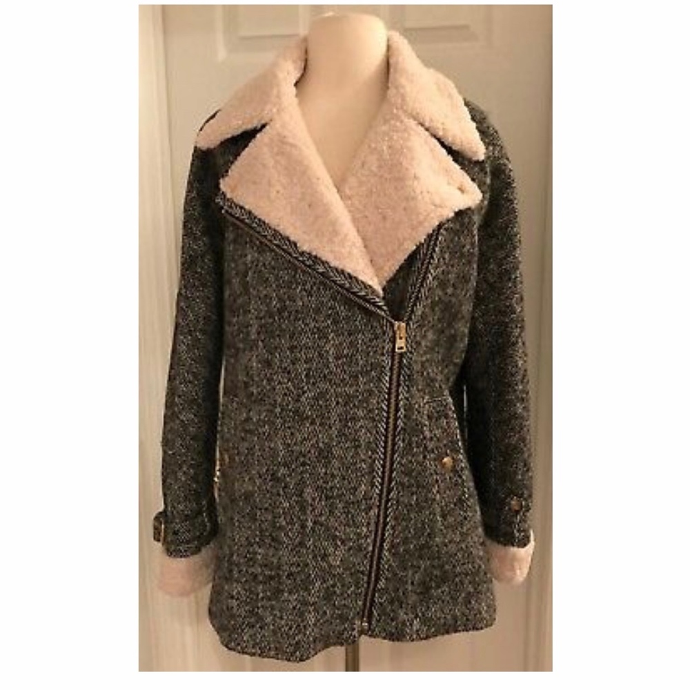 J.CREW OVERSIZED HERRINGBONE MOTORCYCLE JACKET